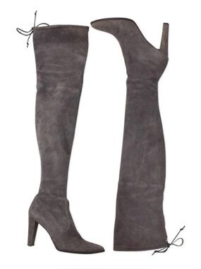 Stuart weitzman highland over the knee grey suede boots